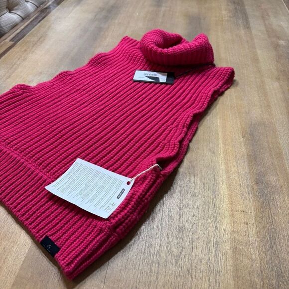 Peuterey Wool Sleeveless Turtleneck Sweater Fisherman Knit Medium Fuchsia Pink - Picture 15 of 16